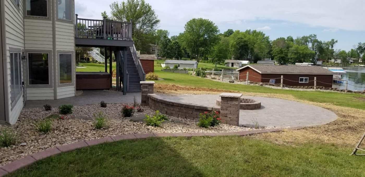 Residential patio landscaping in La Valle, WI