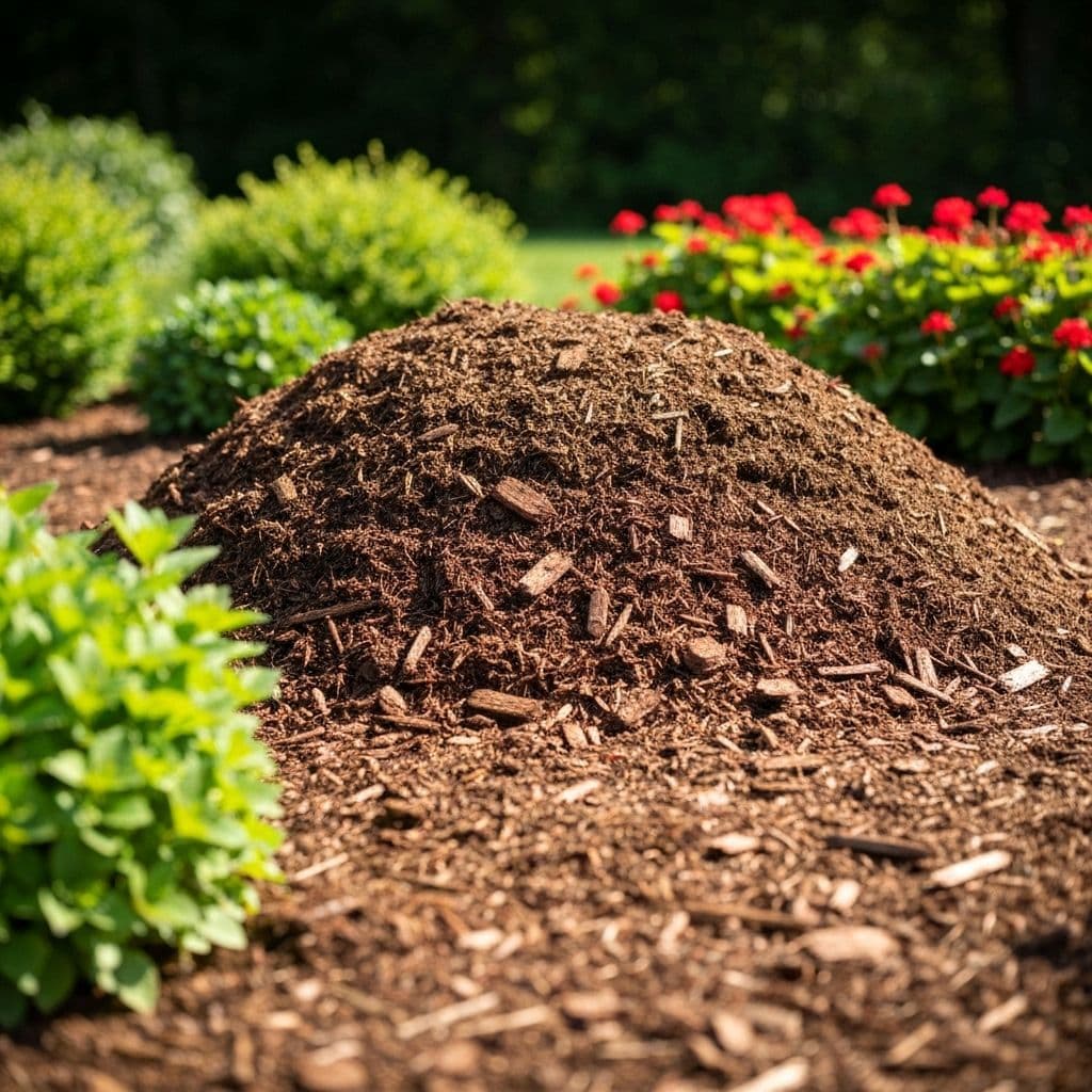 Mulch pile ready for landscape installation