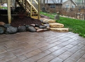 Paver patio, plank block, boulder steps, natural stone steps, boulders