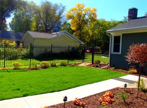 Sodding, retaining walls, plantings bushes, trees, edging